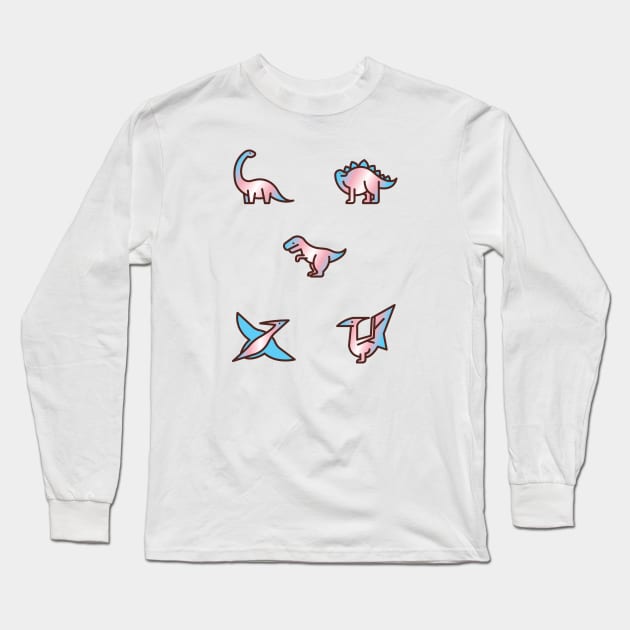 Discreet Pride Trans Dinosaurs Long Sleeve T-Shirt by ColoredRatioDesign